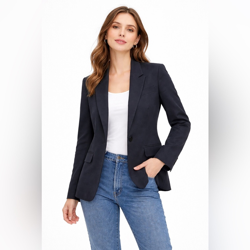 J.Crew Navy Blue Blazer Petite Classic Single Button - Size 4p